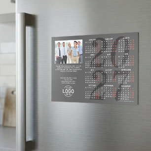 Carte magnétique grise avec logo, photo et calendr