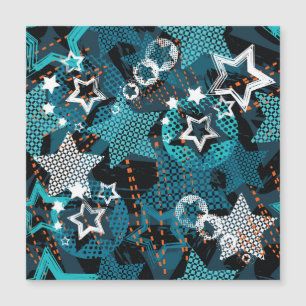 Carte Magnétique Grunge star motif, design pour enfants ludique.