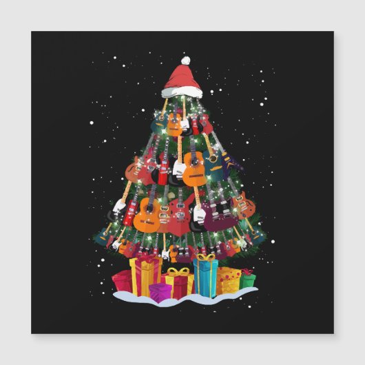 Carte Magnétique Guitare Arbre de Noël Drôle (Devant)