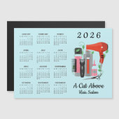 Carte Magnétique Hair Stylist Design 2026 Calendar Magnetic Card (Devant / Derrière)