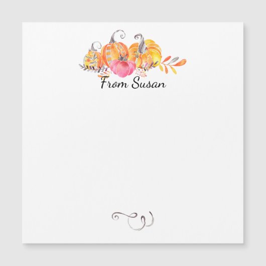 Carte Magnétique Halloween Automne Automne Citrouilles aquarelle Pe (Devant)