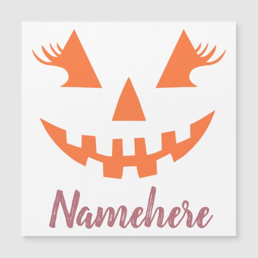 Carte Magnétique Halloween Citrouille Jack-o'-lantern fille personn (Devant)