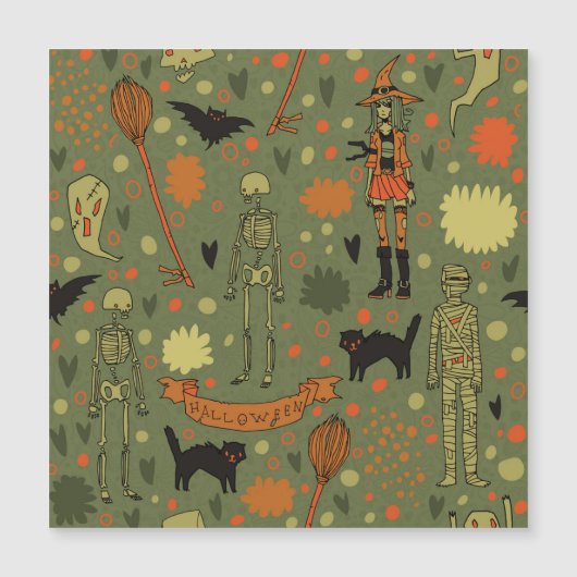 Carte Magnétique Halloween Haunt : Mélange Vintage Effrayant (Devant)