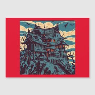 Carte Magnétique Halloween - Haunted Castle Woodcut 2