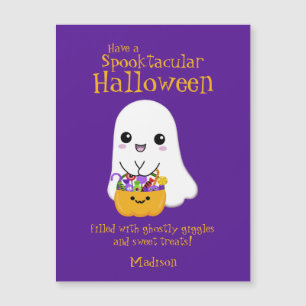 Carte Magnétique Halloween Spooktaculaire mignon Fantôme pourpre