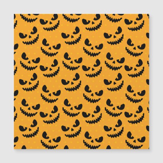 Carte Magnétique Halloween : visages effrayants, style vintage. (Devant)