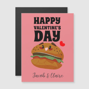 Carte Magnétique hamburger mignon, Happy valentine personnalisez le