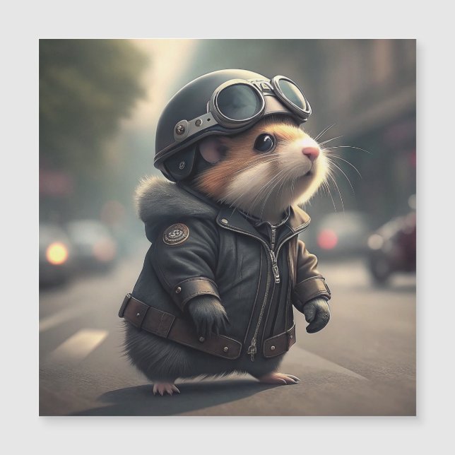 Carte Magnétique Hamster Biker (Devant)