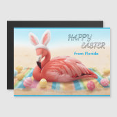 Carte Magnétique Happy Easter from Florida Flamingo Magnetic Card (Devant / Derrière)