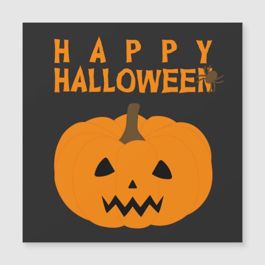 Carte Magnétique Happy Halloween et Pumkin on Black (Devant)