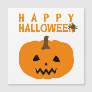 Carte Magnétique Happy Halloween Texte et Pumkin on White
