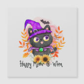 Carte Magnétique Happy Meow-o-ween -Chat Sorcière Noire (Devant)