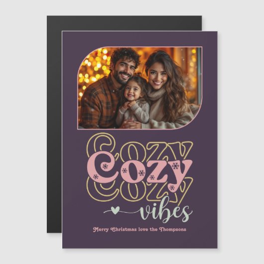 Carte Magnétique Hearthstone Plum Holiday Keepsake Christmas Photo (Devant / Derrière)