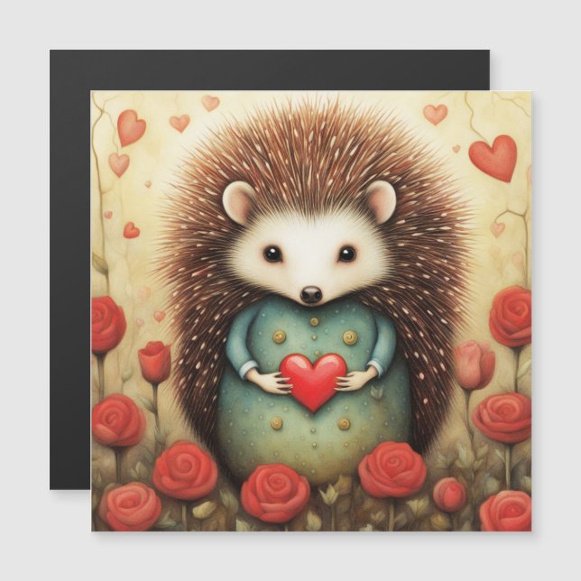 Carte Magnétique Hérisson Amour 2 (Devant / Derrière)