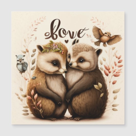 Carte Magnétique hérisson amoureux (Devant)