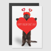 Carte Magnétique Heureuse Sainte-Valentin Cute Chat tenant Humour d (Devant / Derrière)