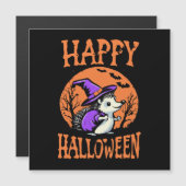 Carte Magnétique Heureuse sorcière Halloween Hedgehog (Devant / Derrière)