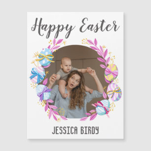 Carte Magnétique Heureux ami de Pâques, lapin de Pâques maman et bé