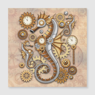 Carte Magnétique Hippocampe Steampunk Art Surrealiste Vintage