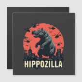 Carte Magnétique Hippozilla Moo Deng Hippopotame Halloween Épouvant (Devant / Derrière)
