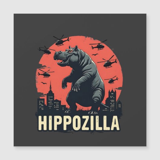Carte Magnétique Hippozilla Moo Deng Hippopotame Halloween Épouvant (Devant)