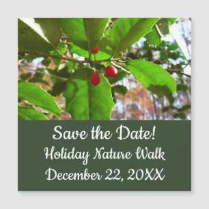 Carte Magnétique Holly Feuilles II Holiday Nature Sauvez la date