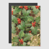 Carte Magnétique Holly Tree Noël Vintage (Devant / Derrière)