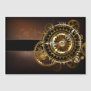Carte Magnétique Horloge Steampunk avec des engrenages anciens