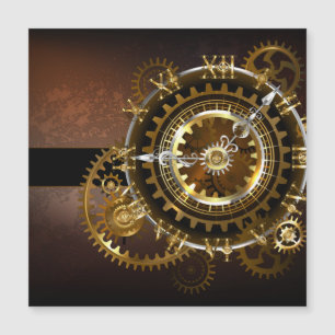 Carte Magnétique Horloge Steampunk avec des engrenages anciens