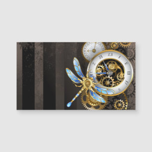 Carte Magnétique Horloge Steampunk avec libellule mécanique