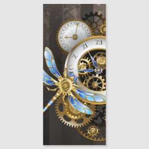 Carte Magnétique Horloge Steampunk avec libellule mécanique