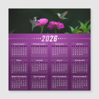 Carte Magnétique Hummingbirds In Garden Magnetic Calendar Card