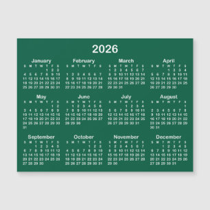 Carte Magnétique Hunter Green et White 2026 Calendrier magnétique