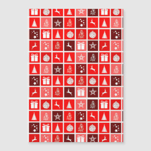 Carte Magnétique Icône de Noël Carrés Rouges Art de Fête Classique