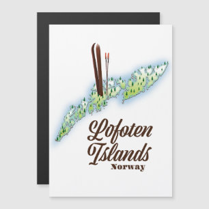 Carte Magnétique Îles Lofoten, Norvège affiche de ski.