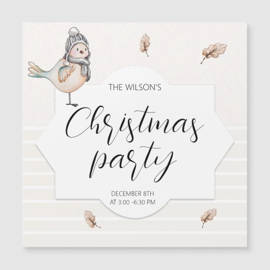 Carte Magnétique Illustration de l'aquarelle moelleuse d'hiver (Devant)