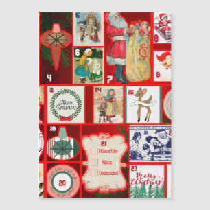 Carte Magnétique Illustration de l'Avent en bloc de Noël Art carré