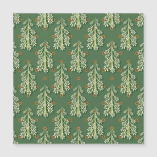 Carte Magnétique Illustration de sapins de Noël vintage sur fond à