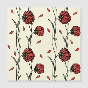 Carte Magnétique Illustration des fleurs rouges vintages