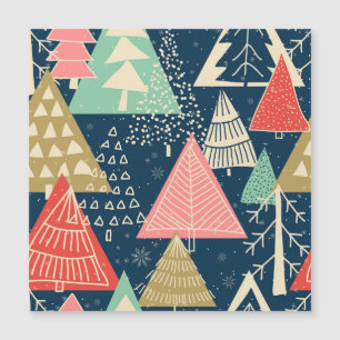 Carte Magnétique Illustration festive sans couture d'arbres de Noël