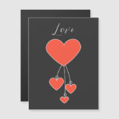 Carte Magnétique Illustration simple avec le coeur écarlate "Amour" (Devant / Derrière)