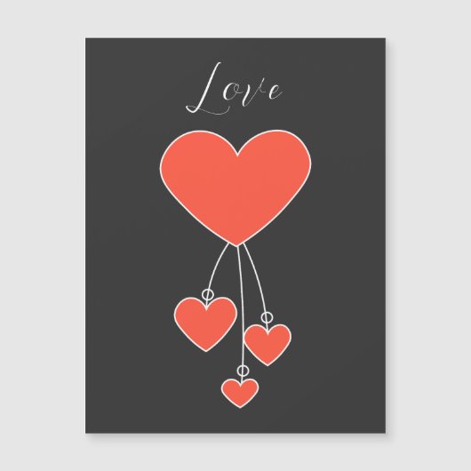 Carte Magnétique Illustration simple avec le coeur écarlate "Amour" (Devant)