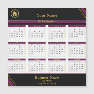 Carte Magnétique Immobilier Purple Black Gold Calendrier des affair