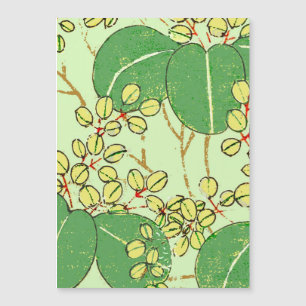 Carte Magnétique Impression de bloc de bois de feuille verte botani