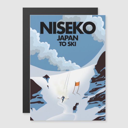 Carte Magnétique Impression ski Niseko Japon (Devant / Derrière)