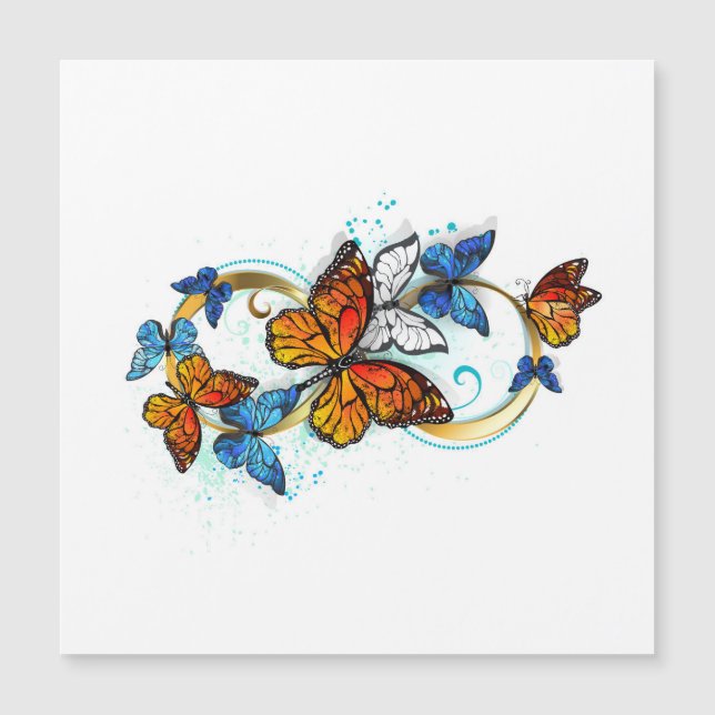 Carte Magnétique Infinité de papillons monarques (Devant)