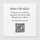 Carte Magnétique Informations sur le mariage Invités Code QR Élégan (Devant)
