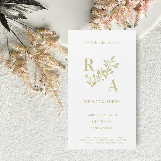 Carte Magnétique Initiales de Mariage de gerbes florales délicieuse