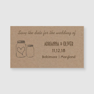 Carte Magnétique Insertion rustique de mariage de coeur de pot de
