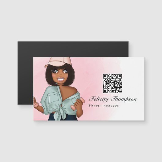 Carte Magnétique Instructeur de fitness à la mode femme (Devant / Derrière)